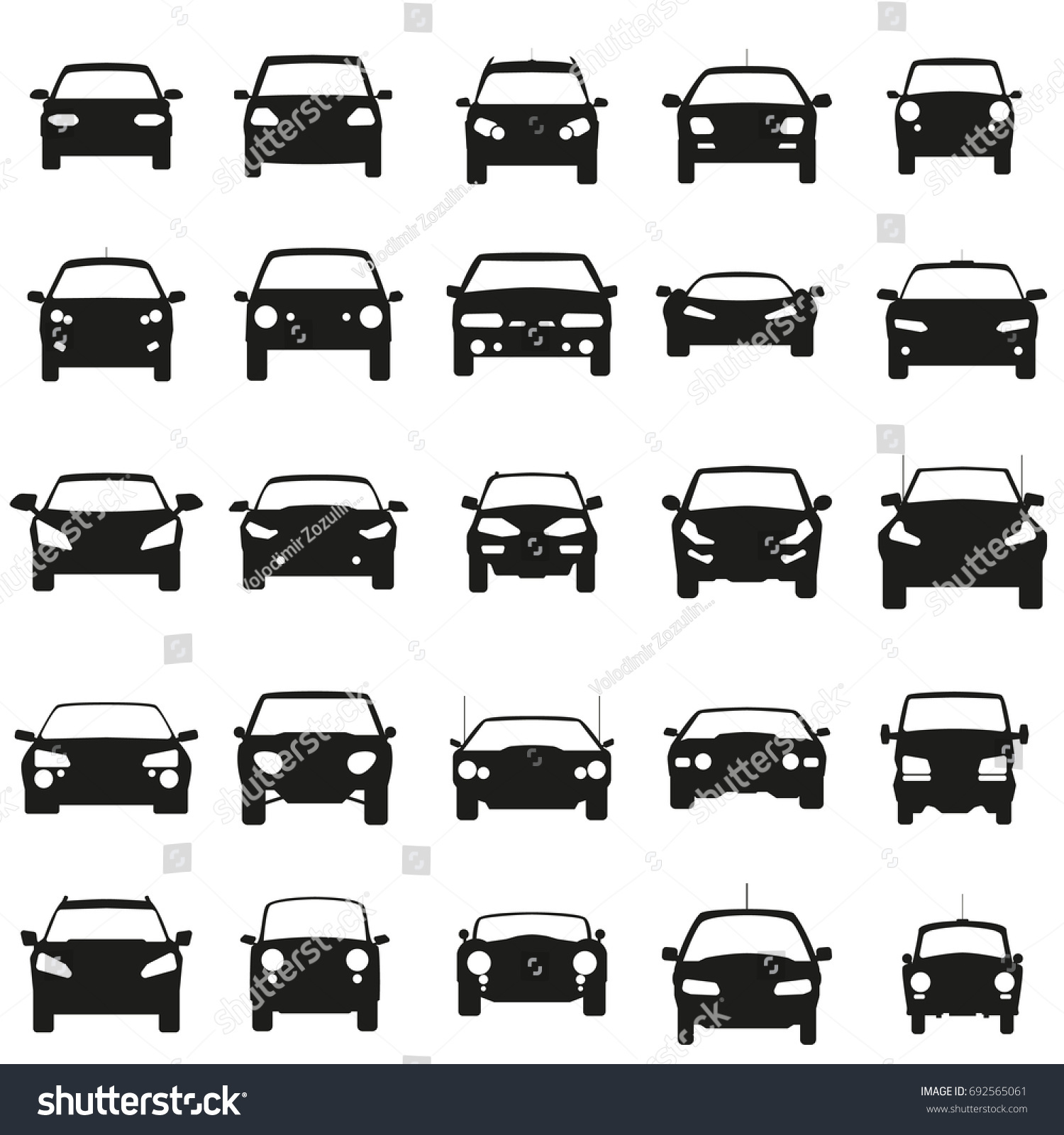 Face Cars Set Vector Illustration Black Stock Vector (Royalty Free ...