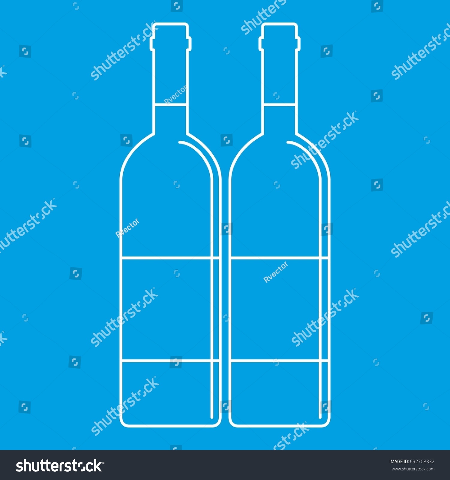 Two Wine Bottles Icon Blue Outline Stock Vector Royalty Free 692708332 Shutterstock 2773