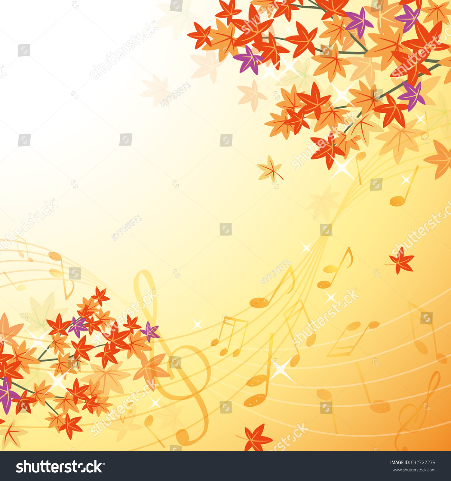 Vector Illustration Autumn Leaves Music Notes Stock Vector (Royalty ...