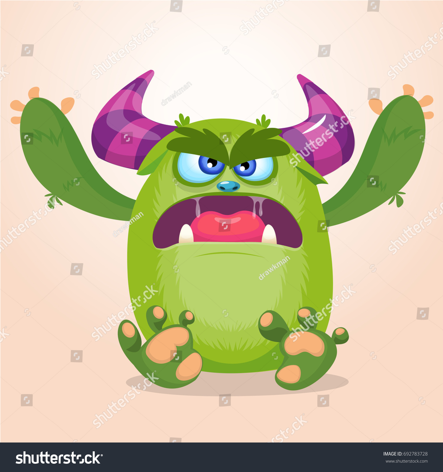 Cartoon Angry Monster Halloween Vector Illustration Stock Vector ...