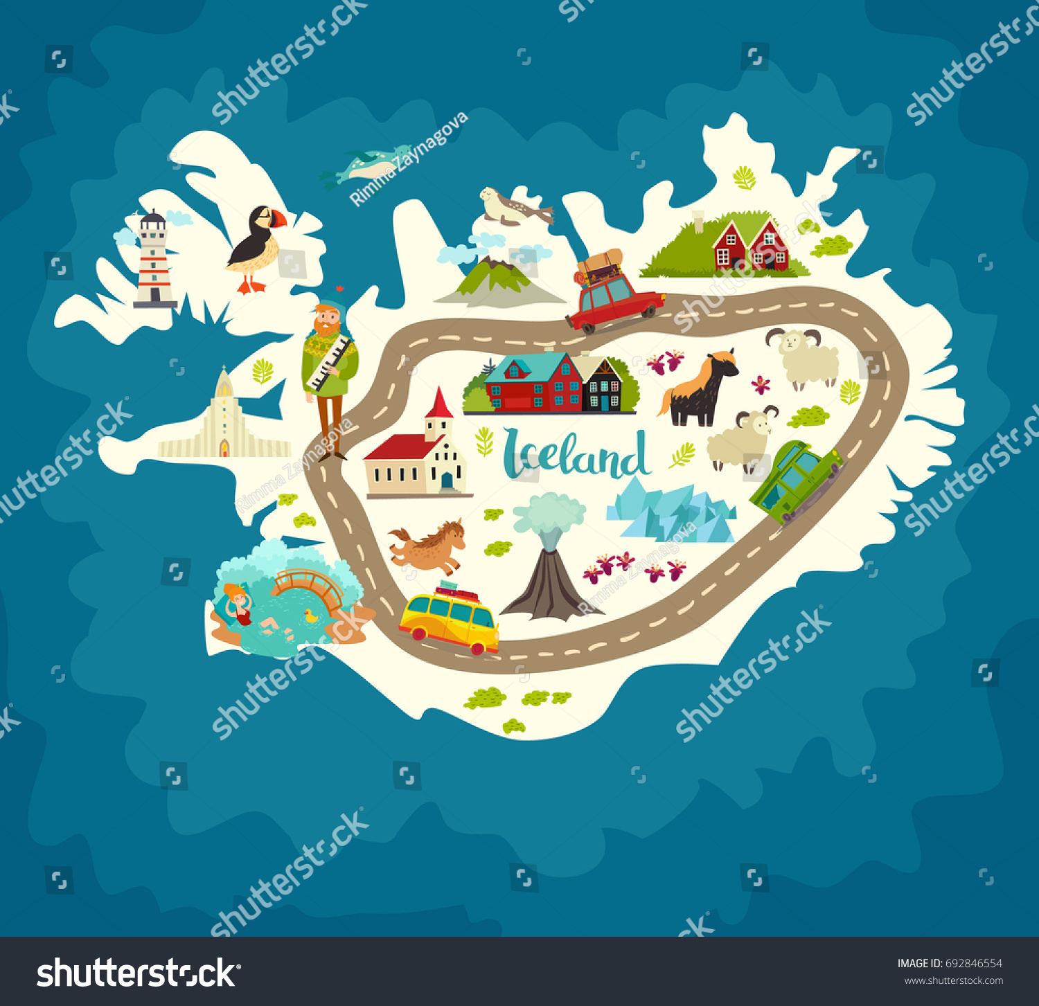 Iceland Abstract Map Handdrawn Vector Illustration Stock Illustration ...