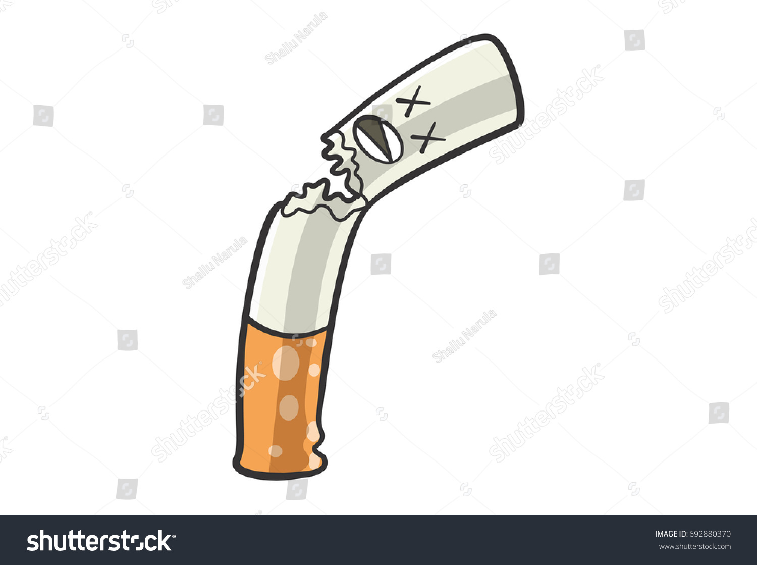 Cute Cigarette Broken Vector Illustration Isolated Stock Vector ...