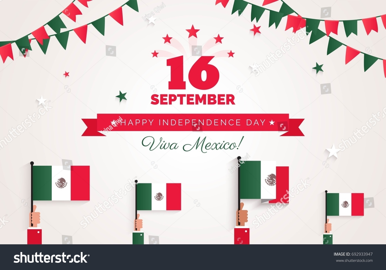 16 September Mexico Happy Independence Day Stock Vector (Royalty Free ...