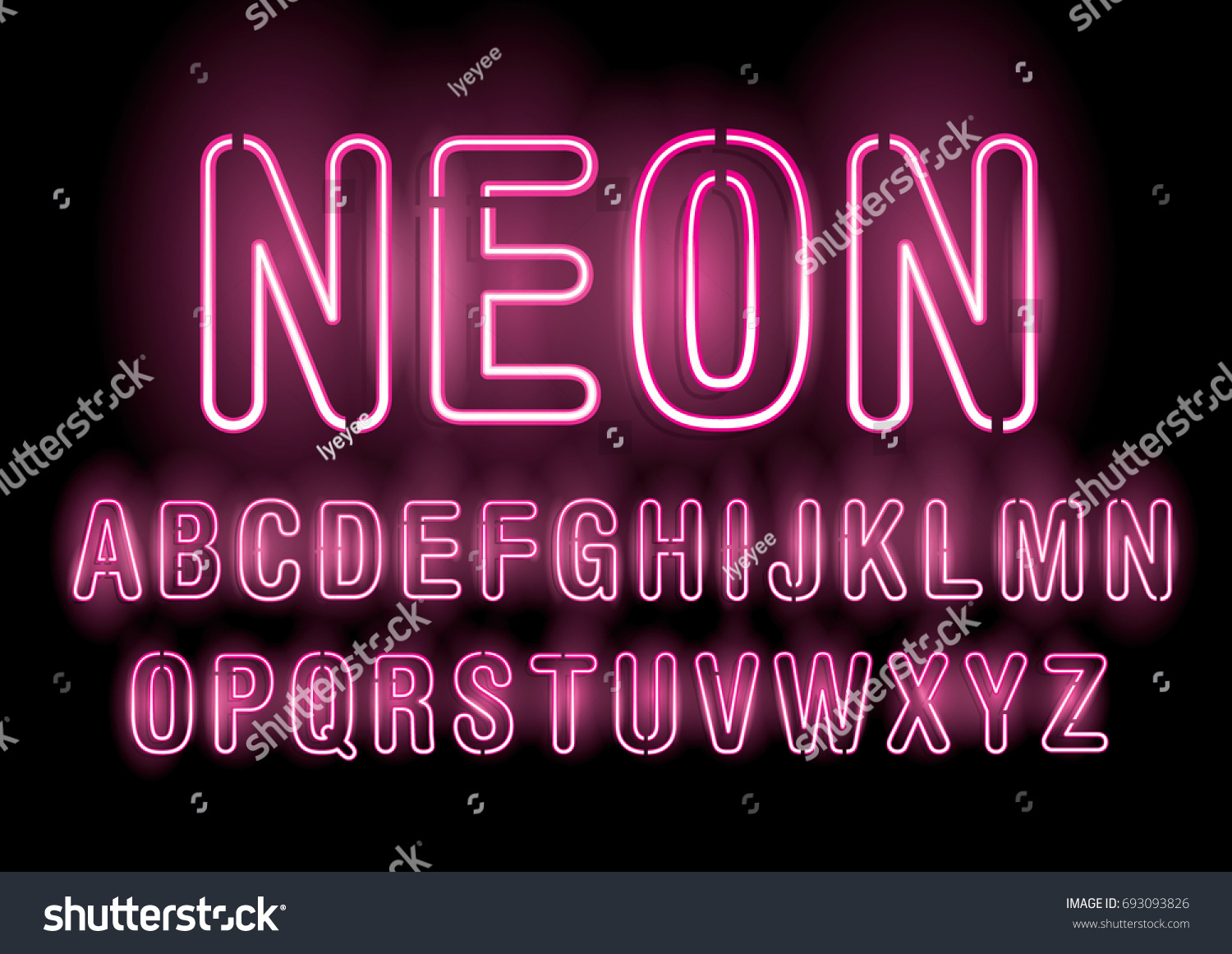 Neon Typographyletteringalphabet Vector Stock Vector (Royalty Free ...