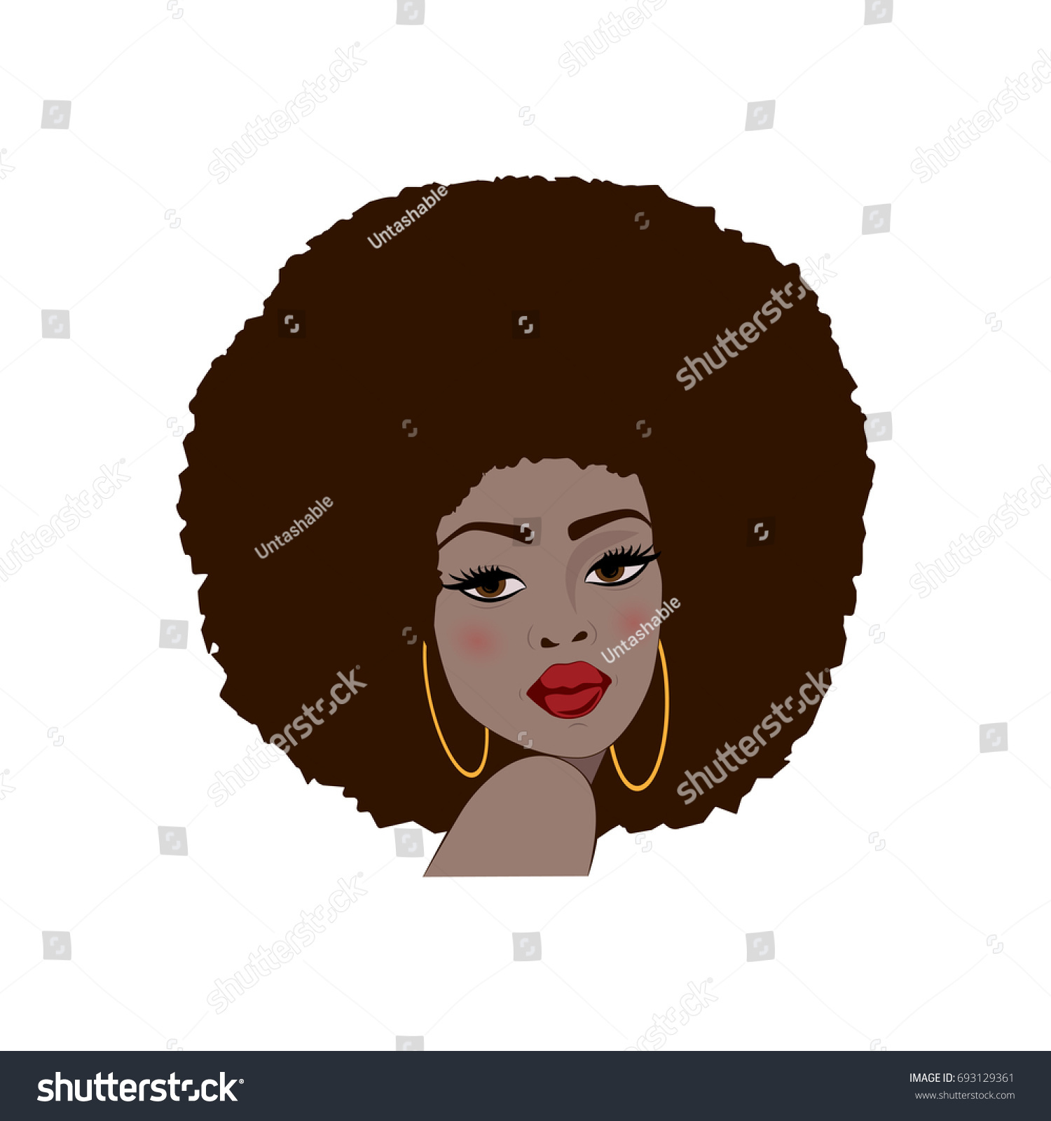 Portrait Beautiful African America Woman Attitude Stock Vector (Royalty ...