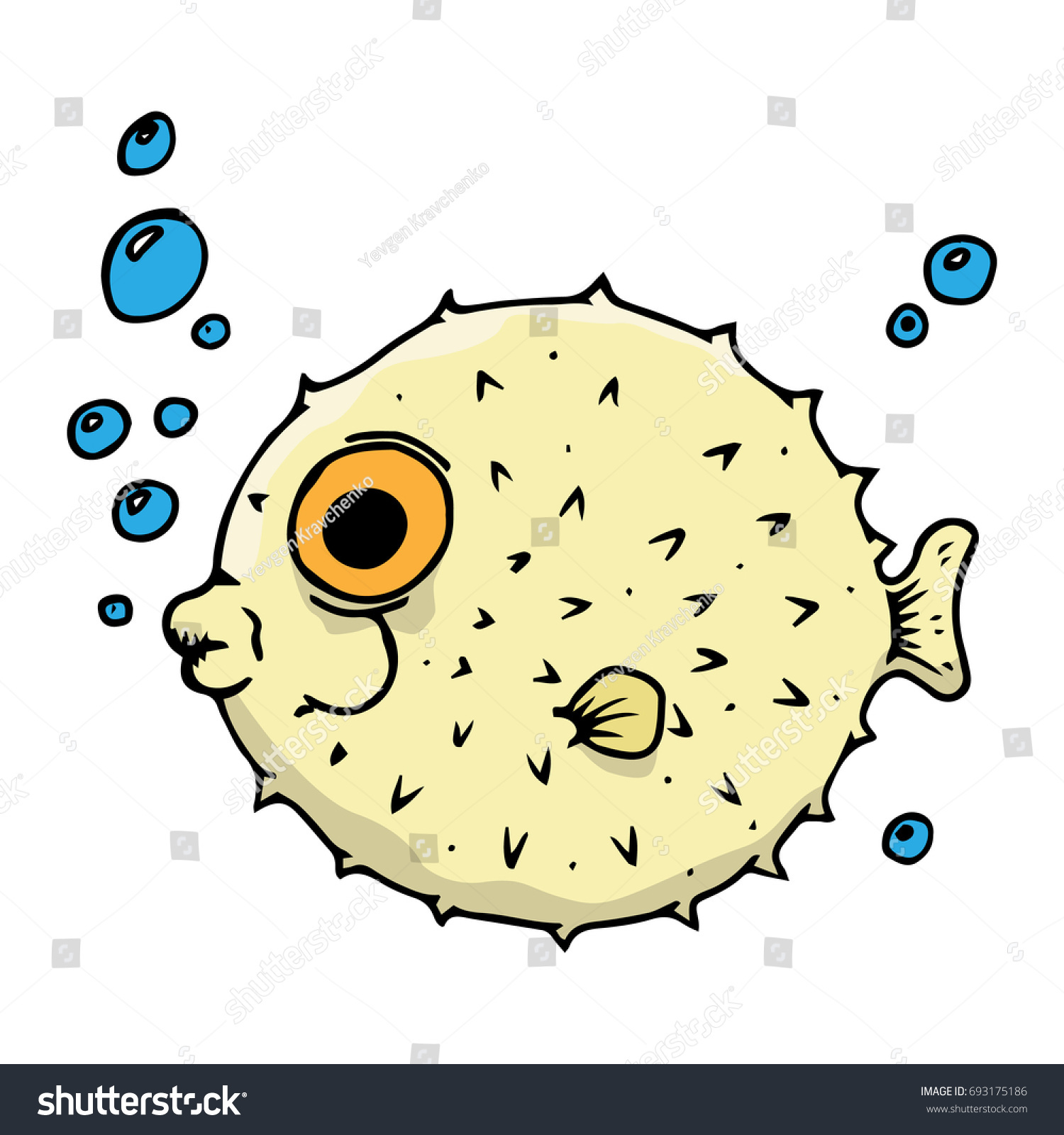 Cartoon Fish Hedgehog Vector Illustration Stock Vector (Royalty Free ...