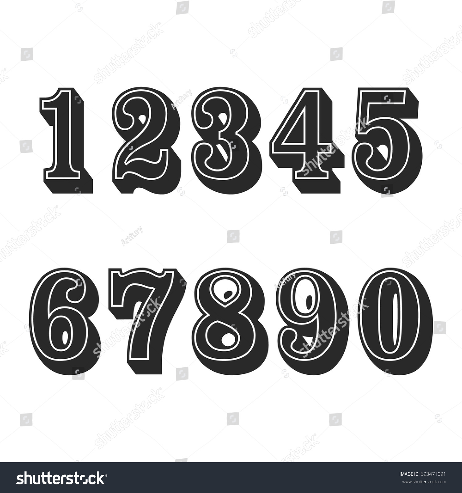 Number Symbols Numbers On White Background Stock Vector (Royalty Free ...