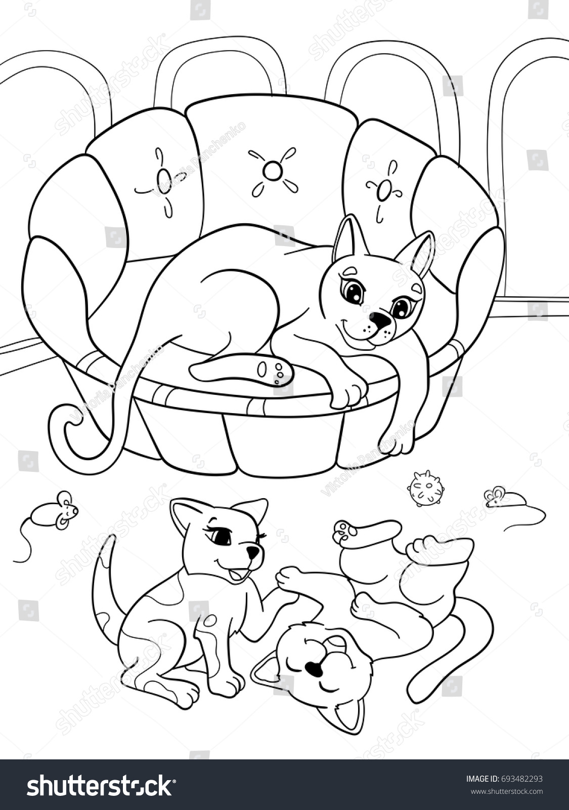 Childrens Coloring Book Cartoon Family On Stock Vector (Royalty Free ...