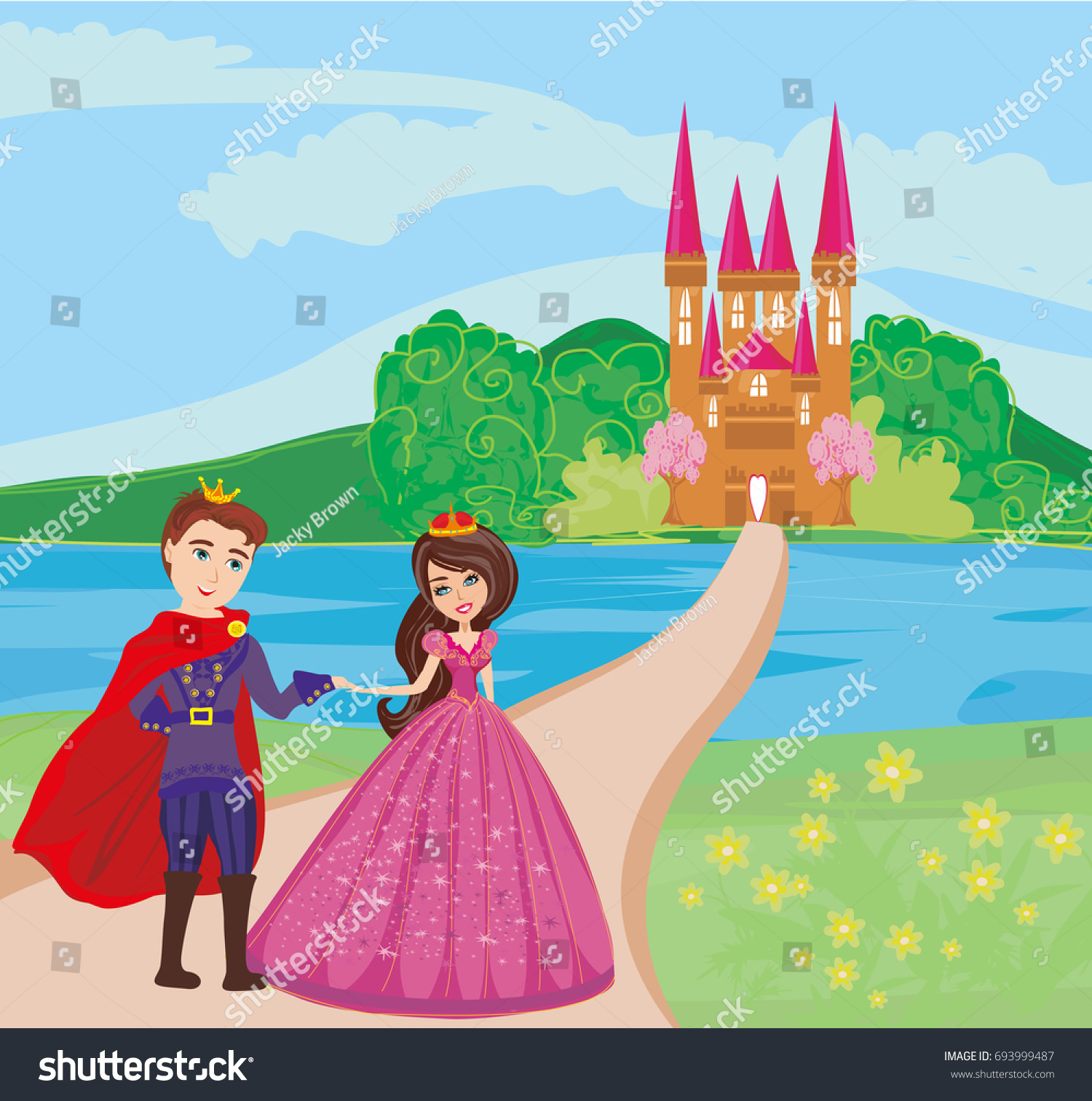 Princess Prince Beautiful Garden Stock Illustration 693999487 ...