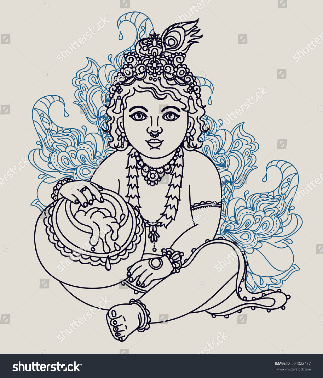 Little Krishna Pot Butter Can Be Stock Vector (Royalty Free) 694022437 ...