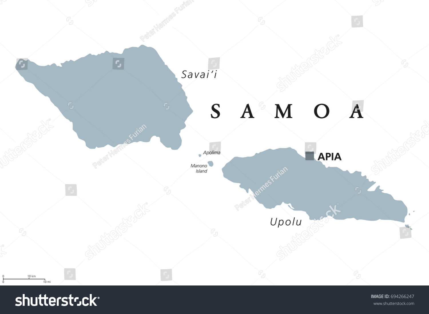 Samoa Political Map Capital Apia English Stock Vector Royalty Free   Stock Vector Samoa Political Map With Capital Apia And English Labeling Independent State And Island Country In 694266247 