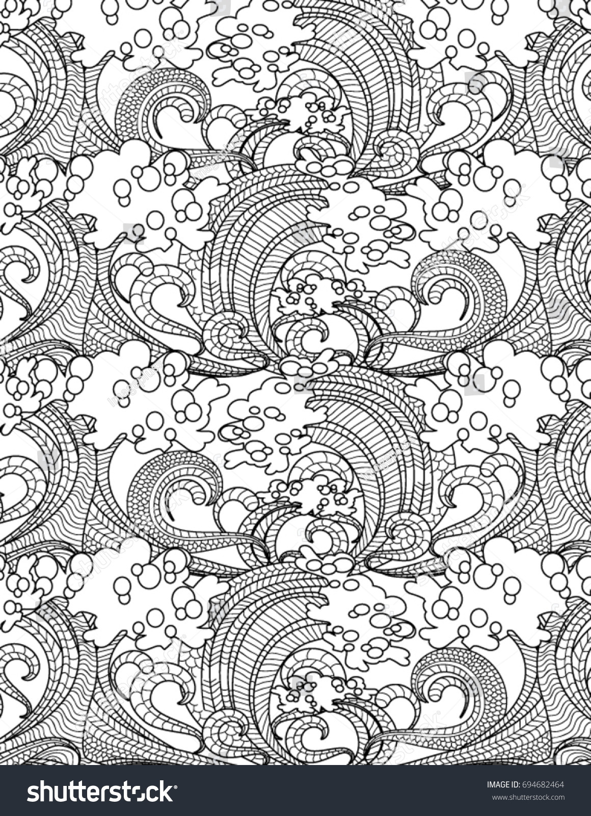 Waves Coloring Book Page Stock Vector (Royalty Free) 694682464 ...