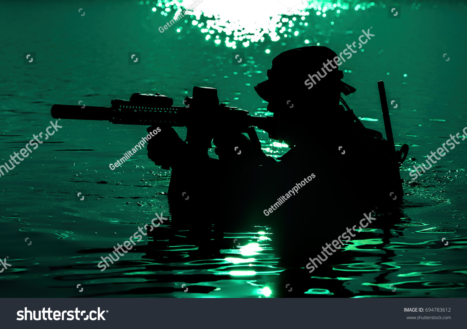 Silhouette Special Forces Rifle Action During Stock Photo 694783612 ...