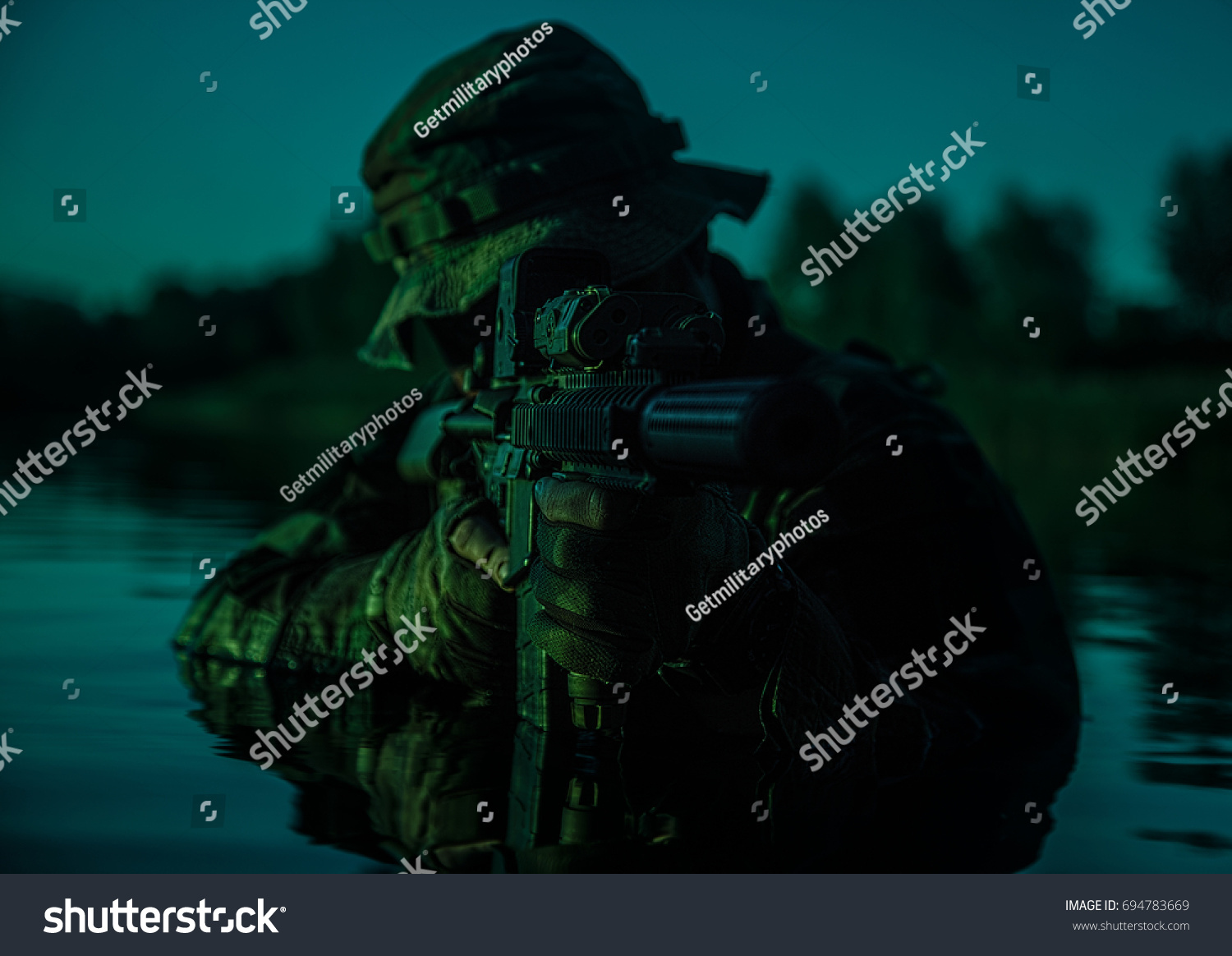 Silhouette Special Forces Rifle Action During Stock Photo 694783669 ...