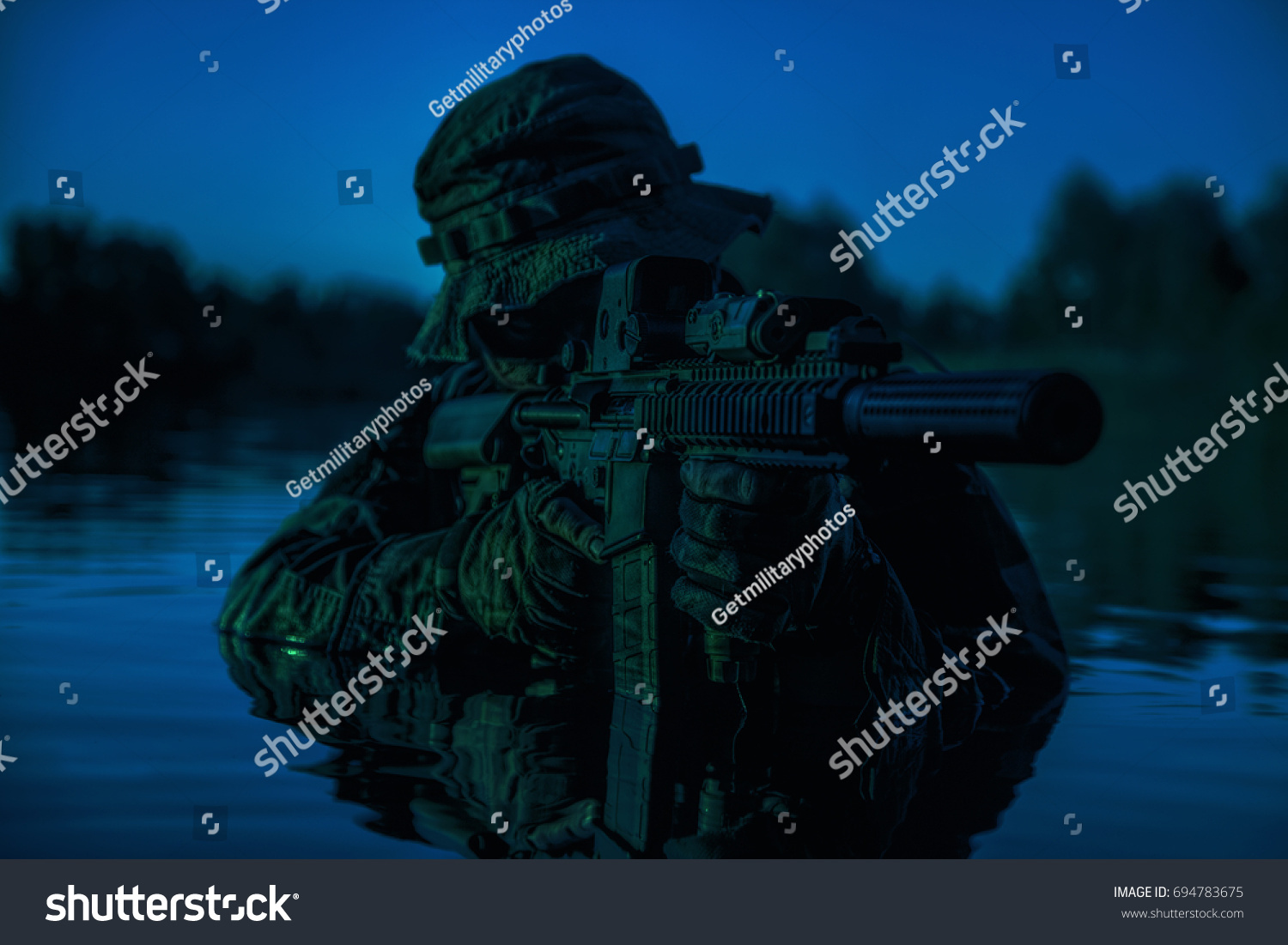 Silhouette Special Forces Rifle Action During Stock Photo 694783675 ...