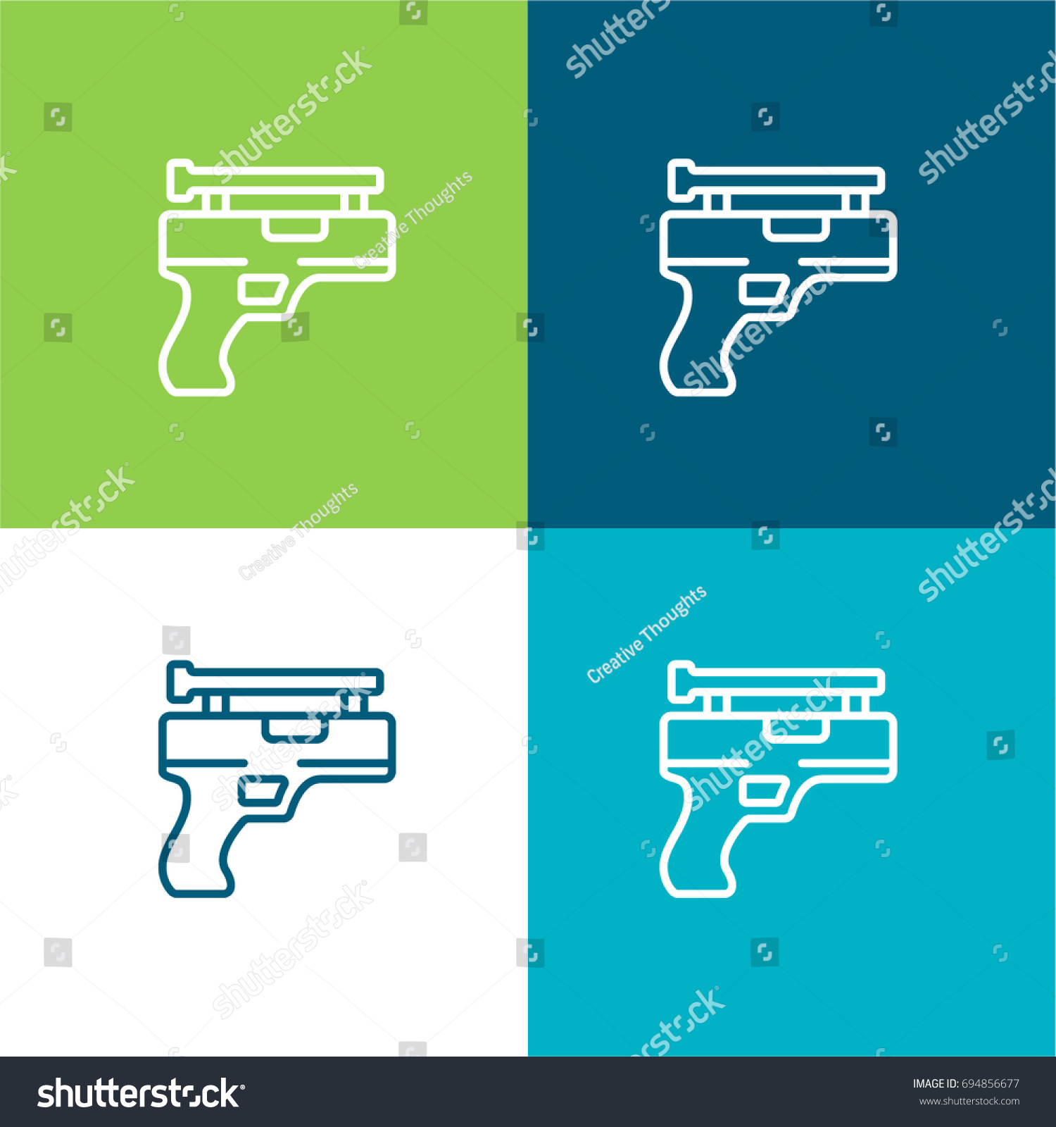 Gun Green Blue Material Color Minimal Stock Vector (Royalty Free ...