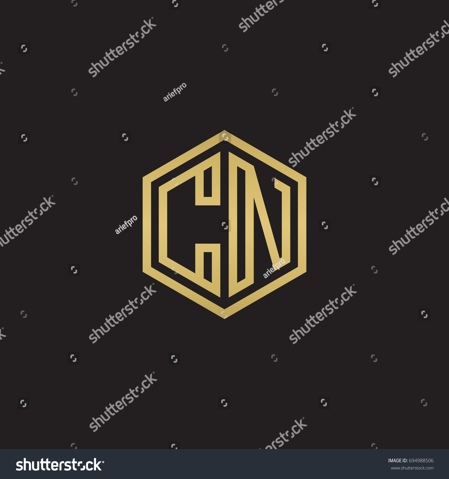 Initial Letter Cn Minimalist Line Art Stock Vector (Royalty Free ...