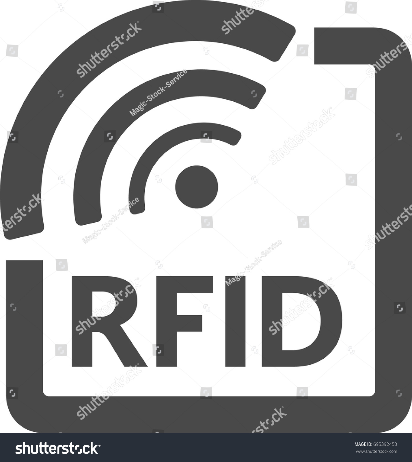 Radio Frequency Identification Symbol Black White Stock Vector (Royalty ...