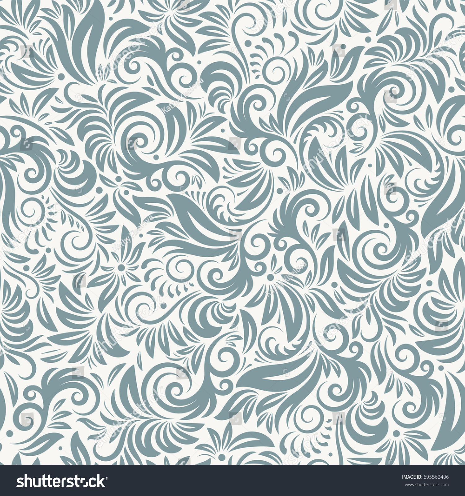 Floral Seamless Pattern Hand Drawn Endless Stock Vector (Royalty Free ...