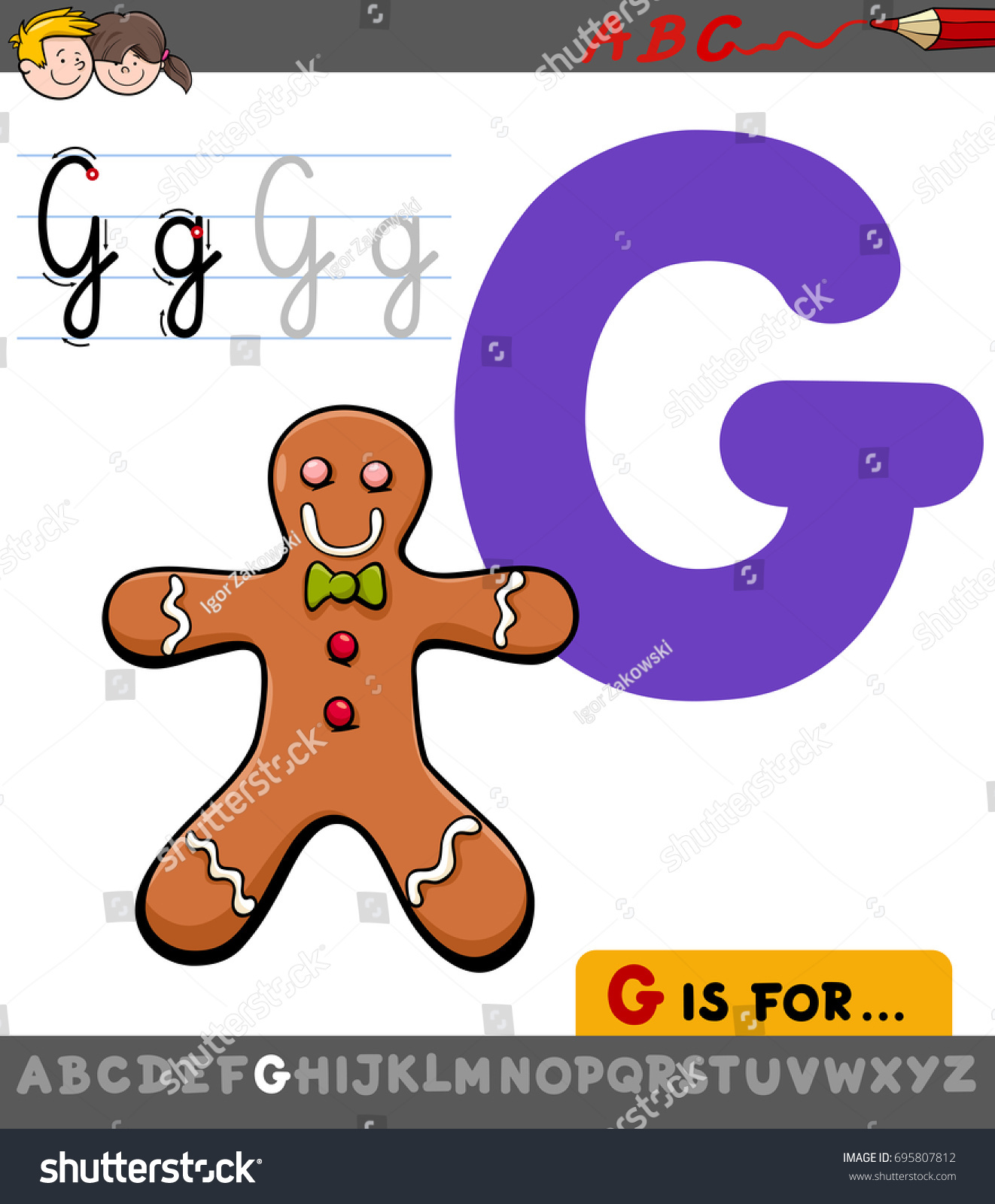 Educational Cartoon Illustration Letter G Alphabet Stock Illustration ...