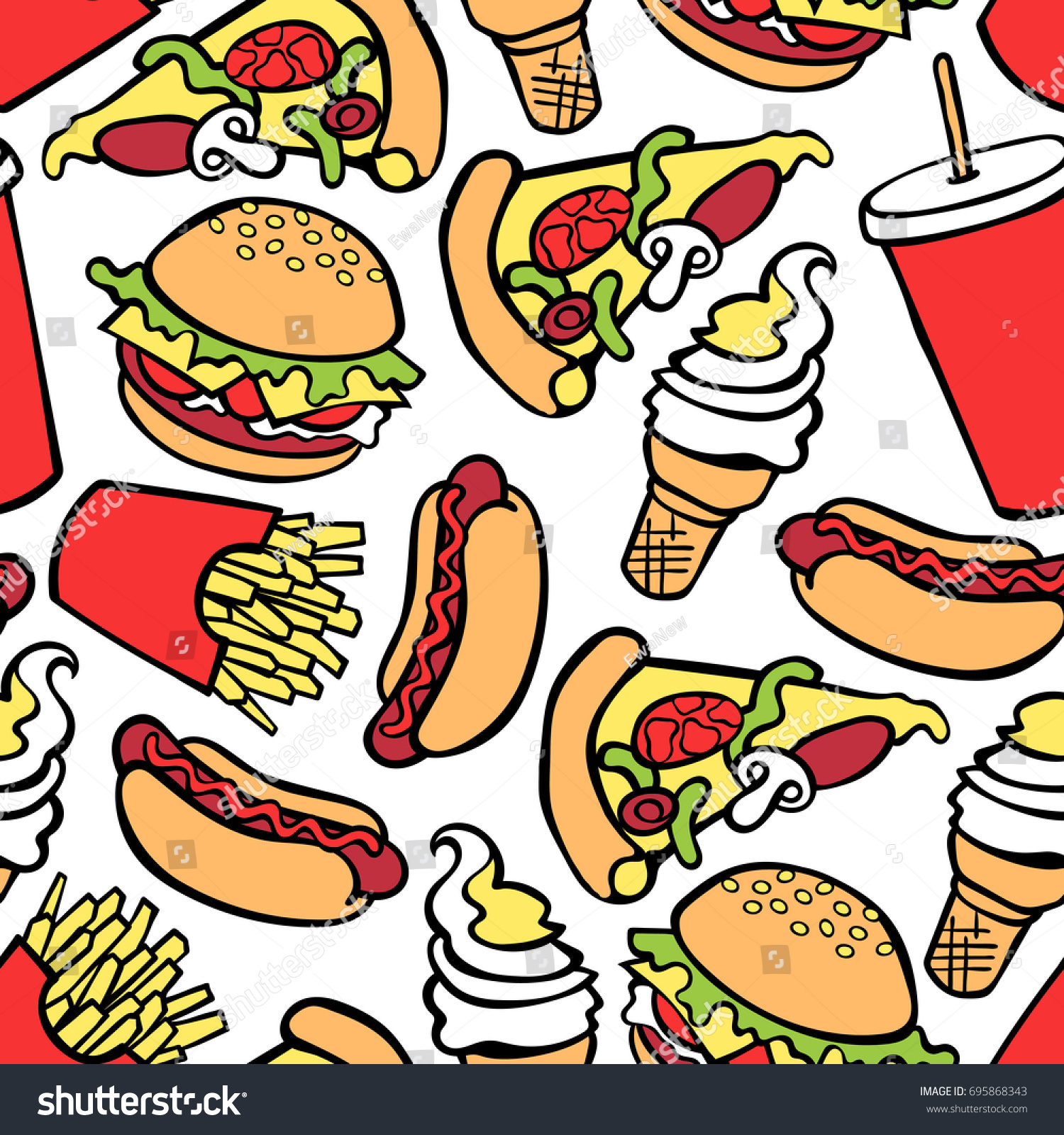 Fast Food Burger Hot Dog French Stock Vector (Royalty Free) 695868343 ...