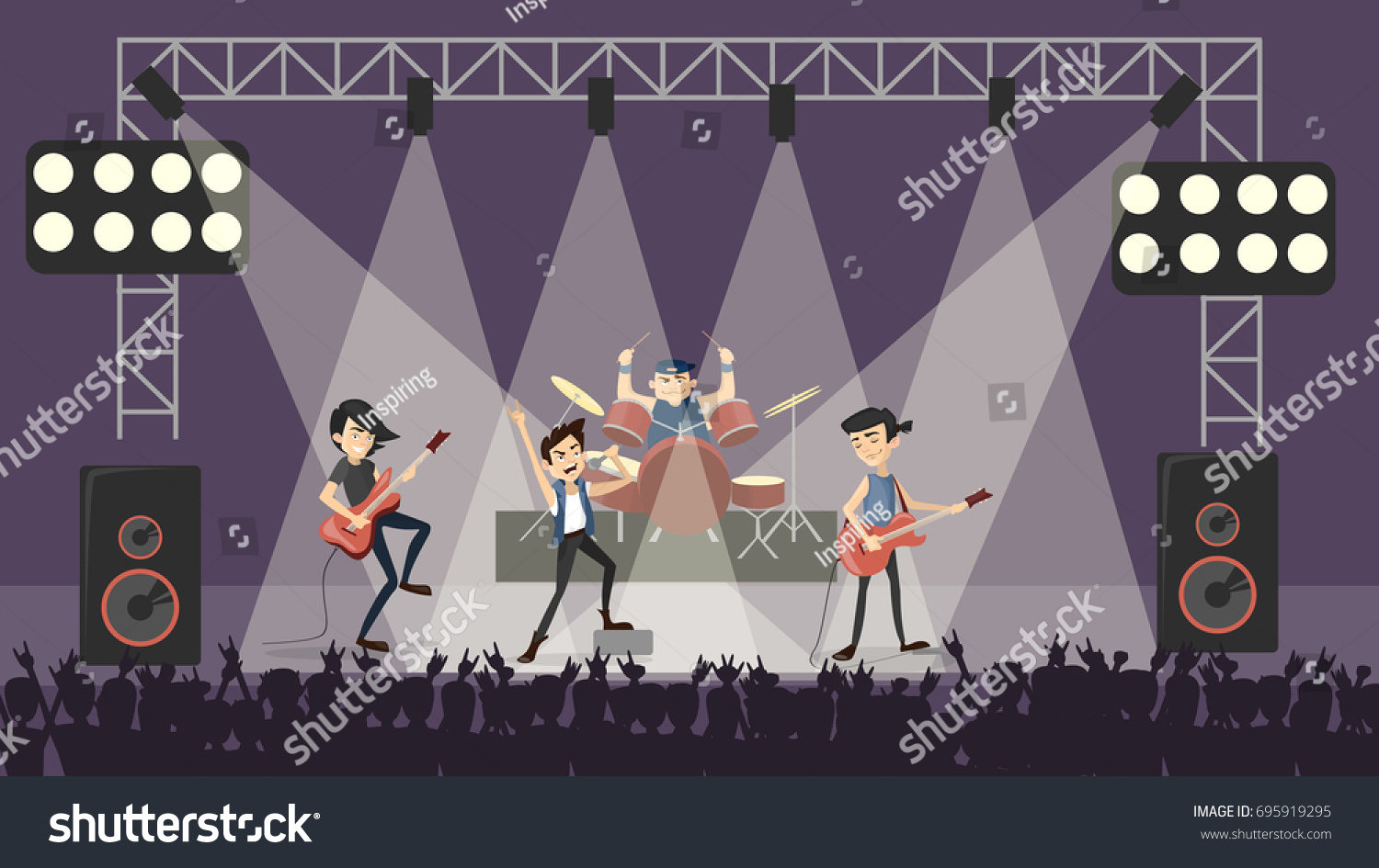 Rock Band Concert Guys Rocking Outfit Stock Vector (Royalty Free ...