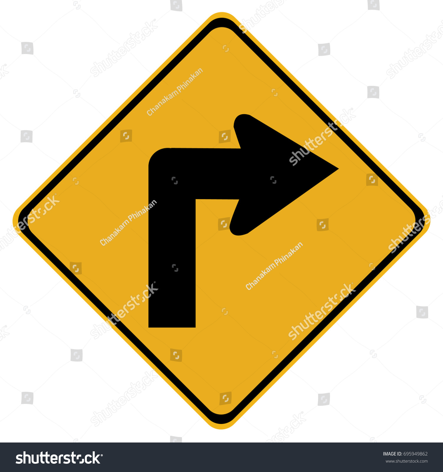 Yellow Blind Corner Turning Warning Sign Stock Vector (Royalty Free ...