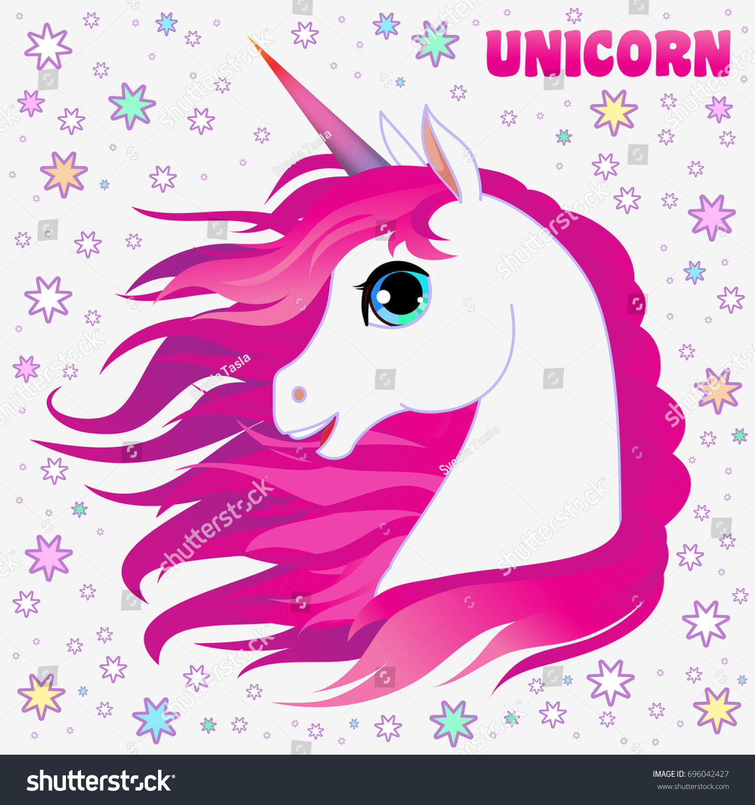 Unicorn Head Portrait Vector Illustration Magic Stock Vector (Royalty ...