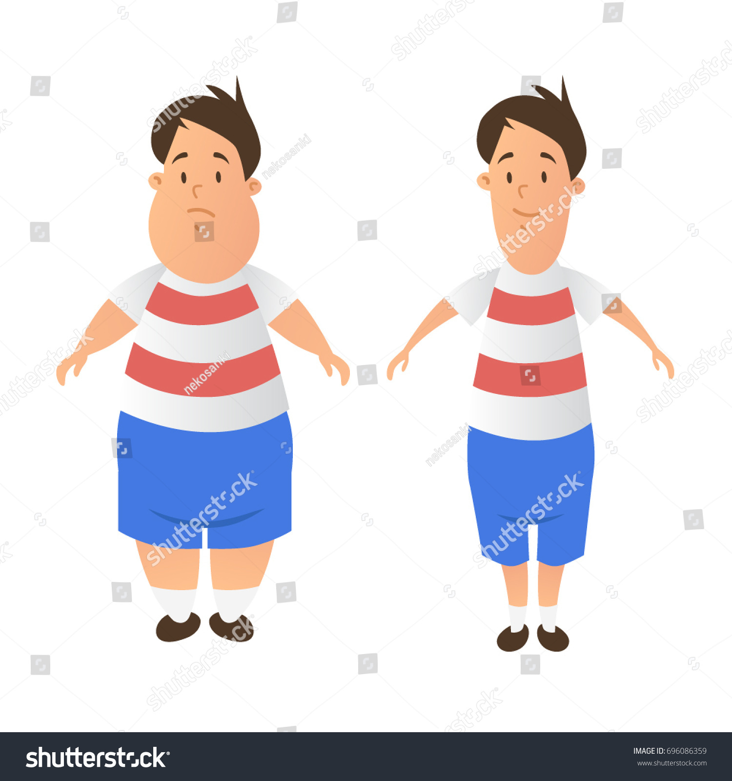 Illustration Fat Skinny Boy Before After Stock Vector (Royalty Free ...