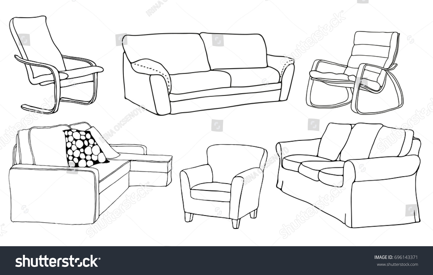 Срисовать диван и кресло