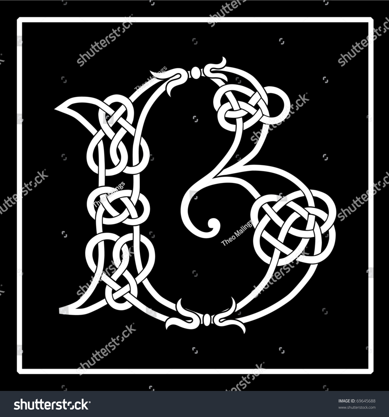 Raster Celtic Knotwork Capital Letter B Stock Illustration 69645688 ...