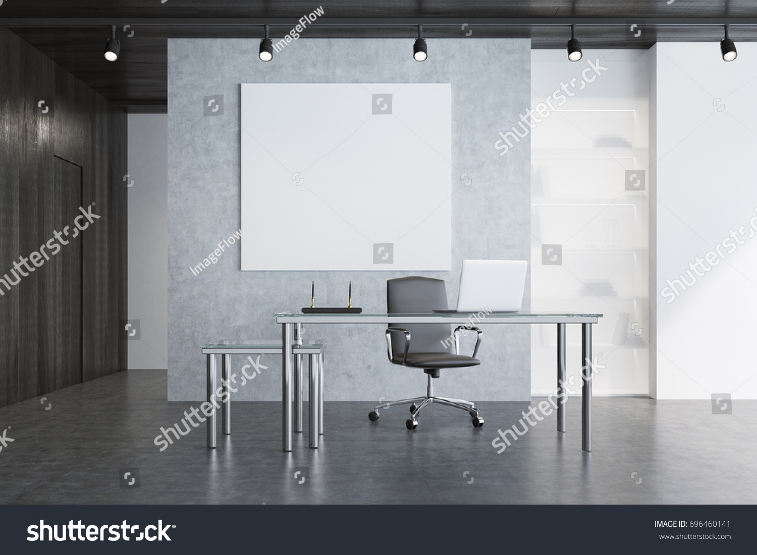 Gray Ceo Office Interior Modern Table Stock Illustration 696460141 ...