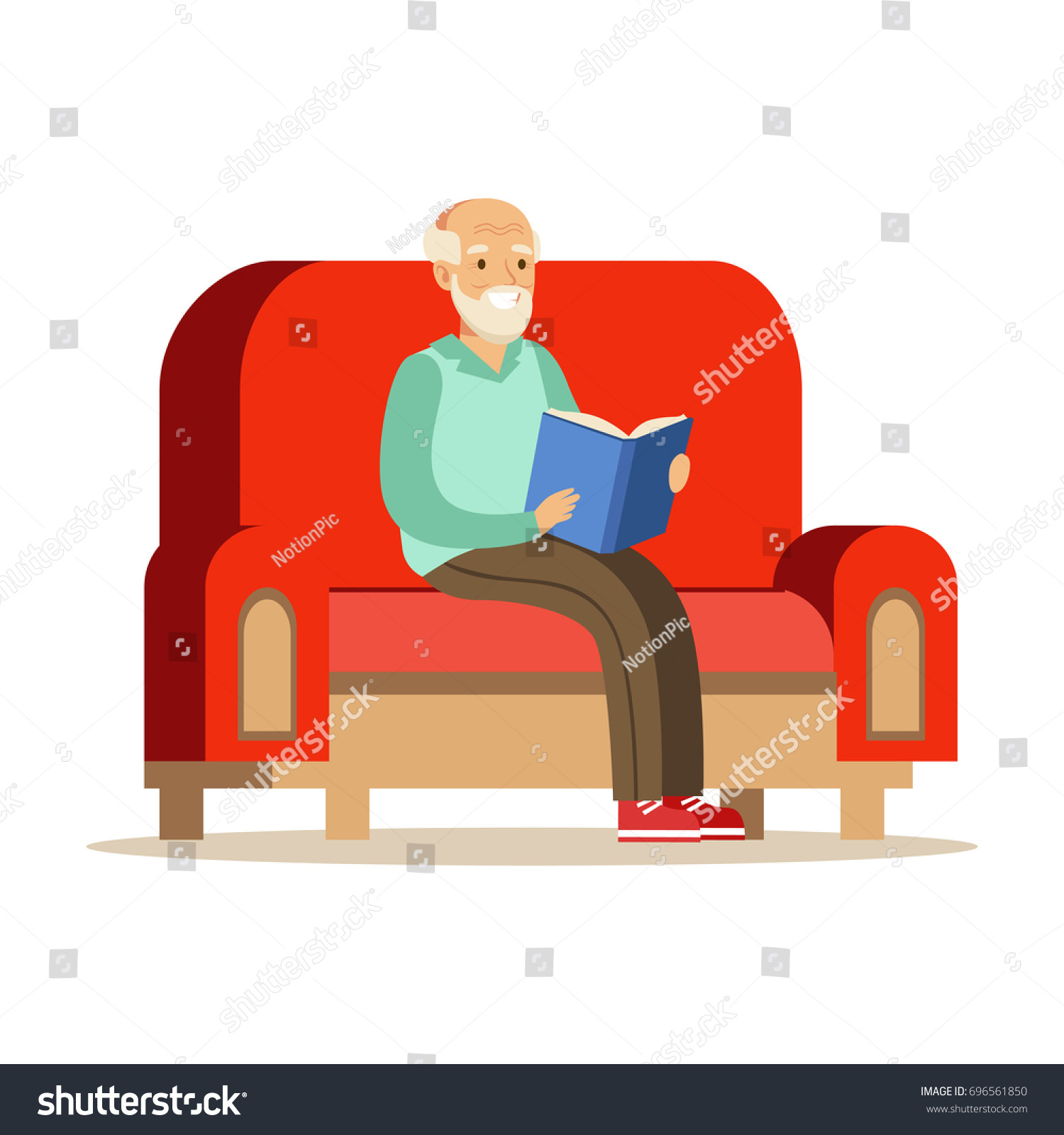 Дедушка сидит на диване