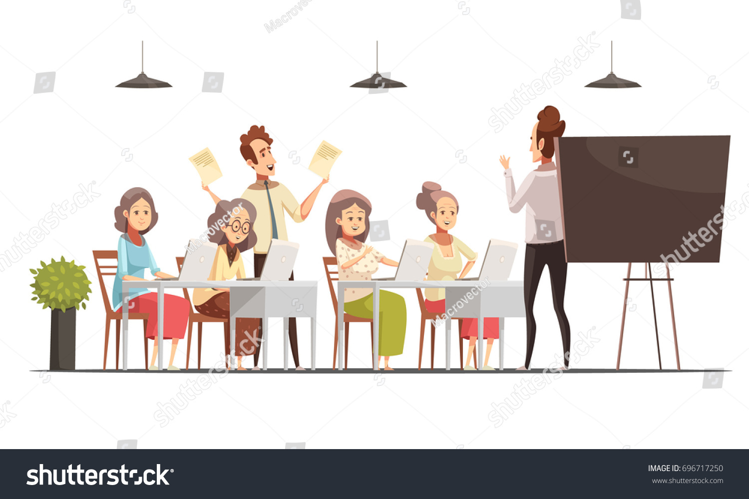 Senior Women Group Computer Class Older Stock Vector (Royalty Free ...