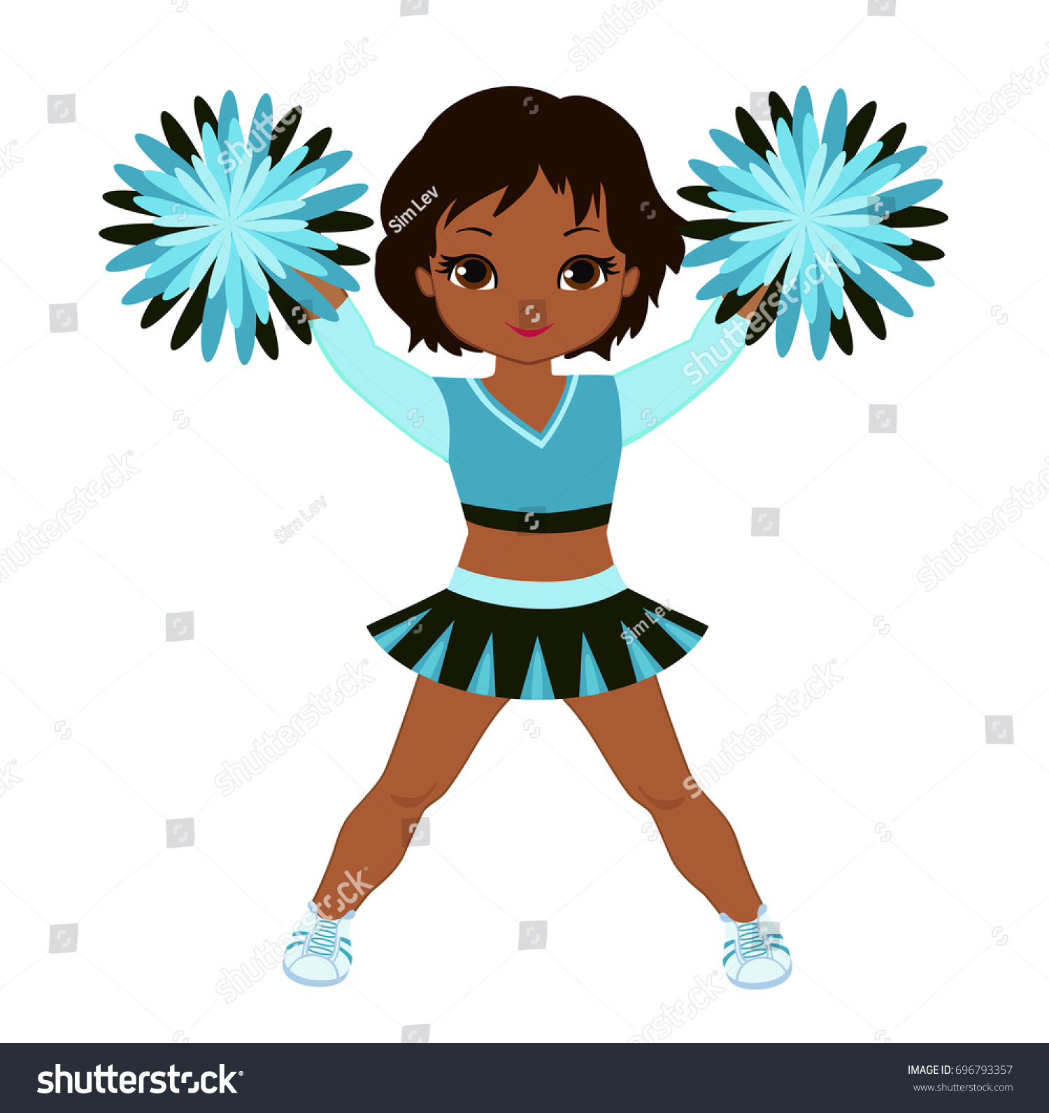 Cheerleader Turquoise Uniform Pom Poms Illustration Stock Illustration 696793357 Shutterstock 5178