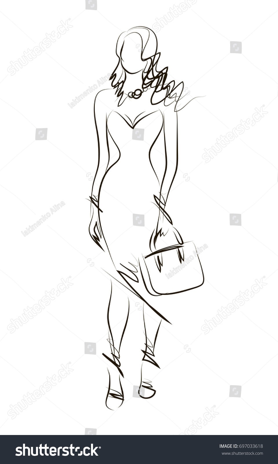 Sketch Beautiful Girl Silhouette Vector Stock Vector (Royalty Free ...