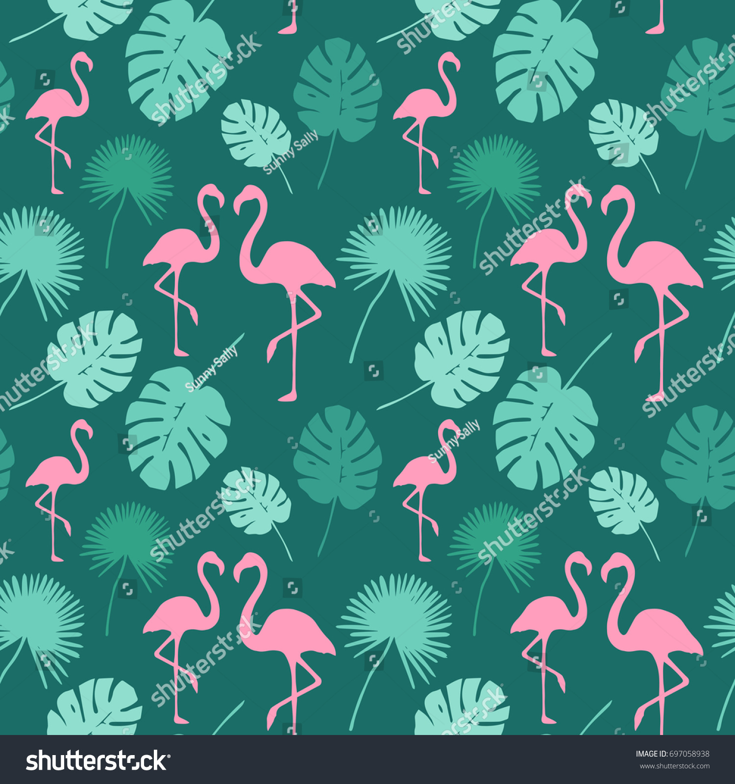 Trendy Flamingo Background Tropical Pattern Endless Stock Vector ...