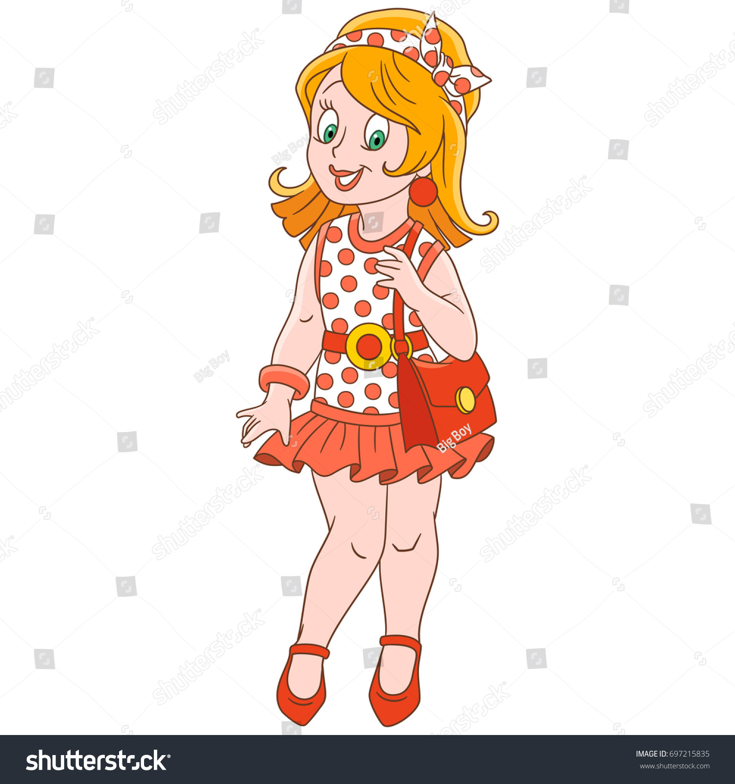 Cartoon Fashion Girl Isolated On White Stock Vector (Royalty Free ...