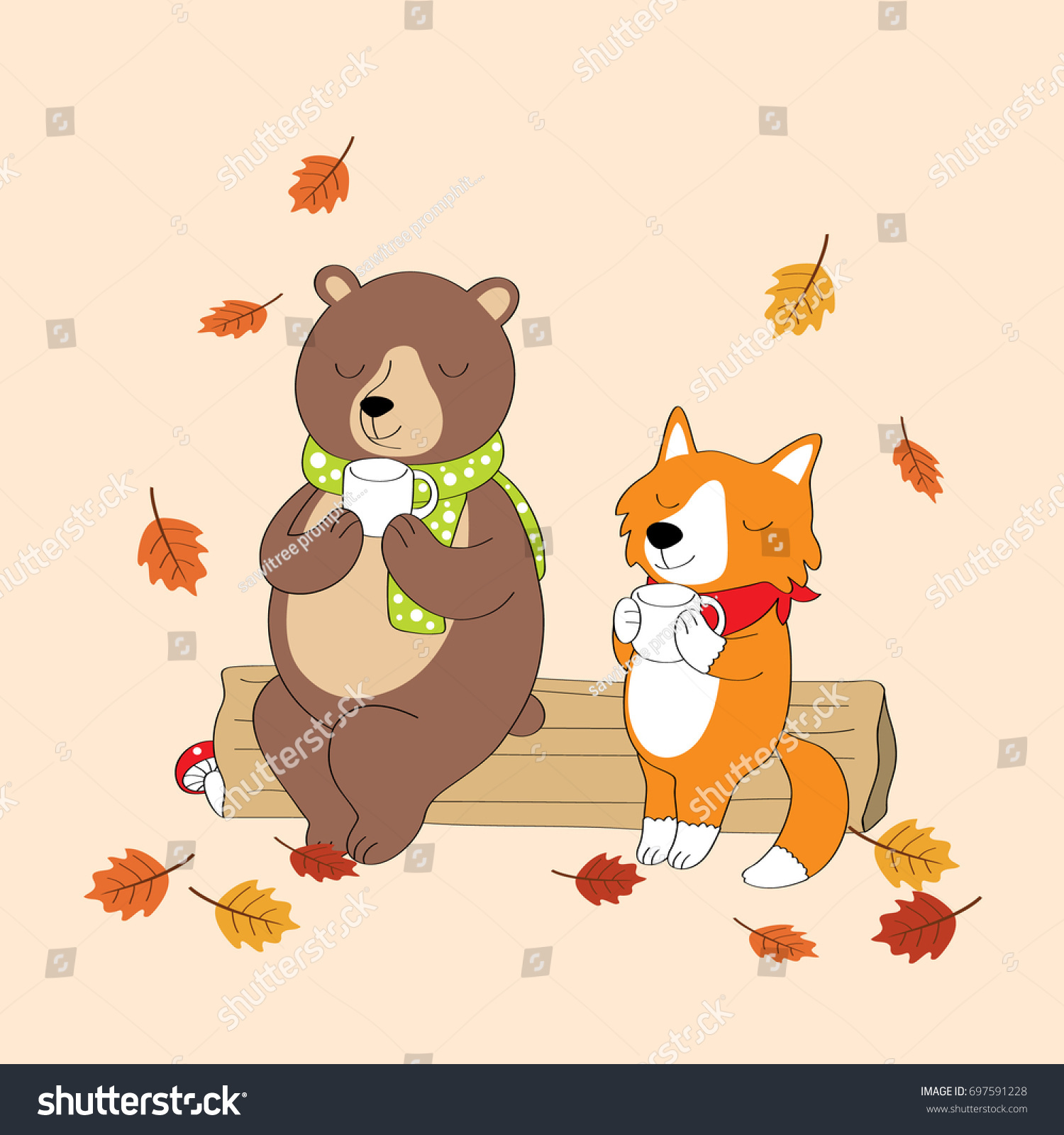 Лисенок и Медвежонок обнимаются