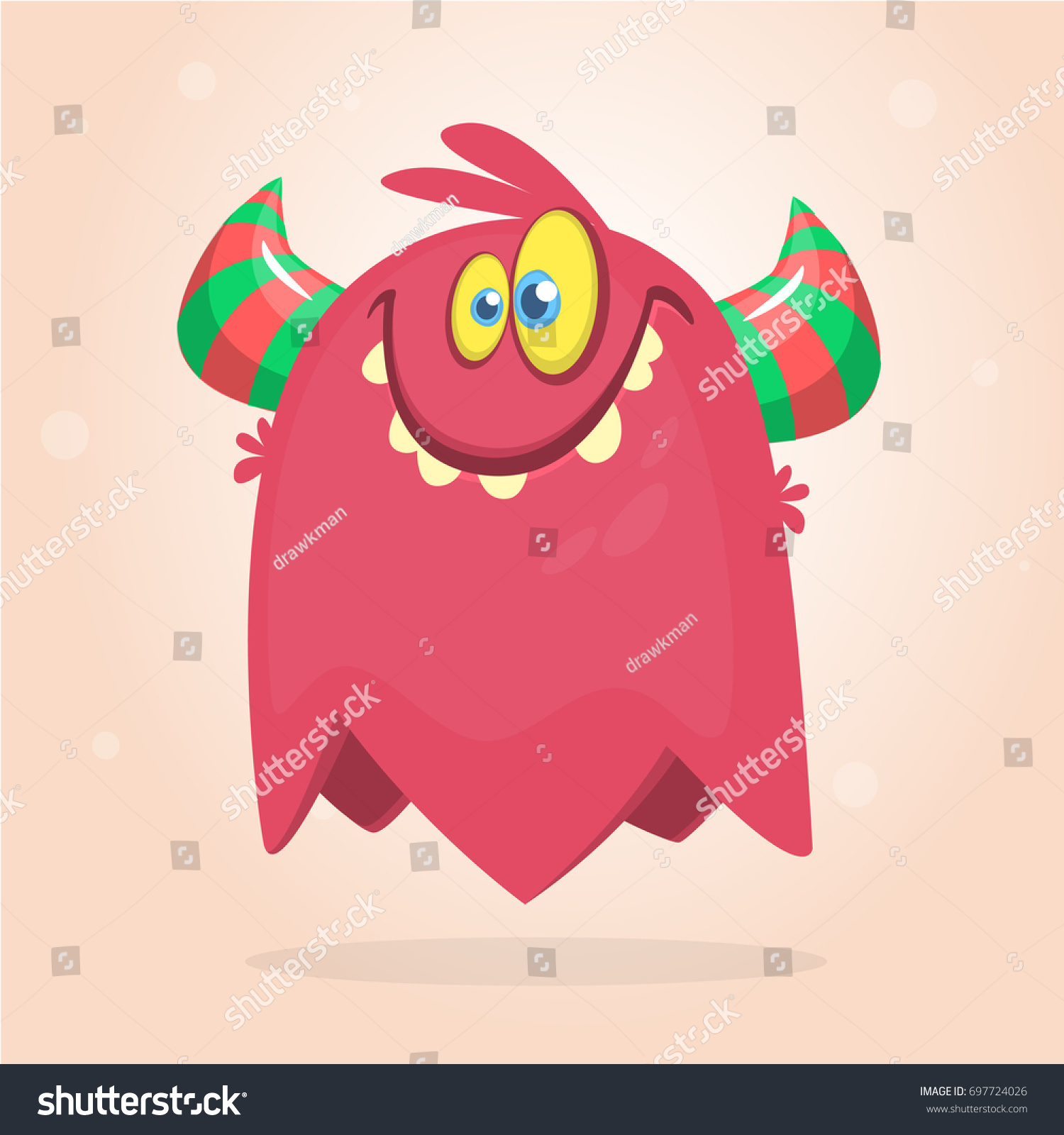 Cute Horned Cartoon Monster Funny Flying Stock Vector (Royalty Free ...