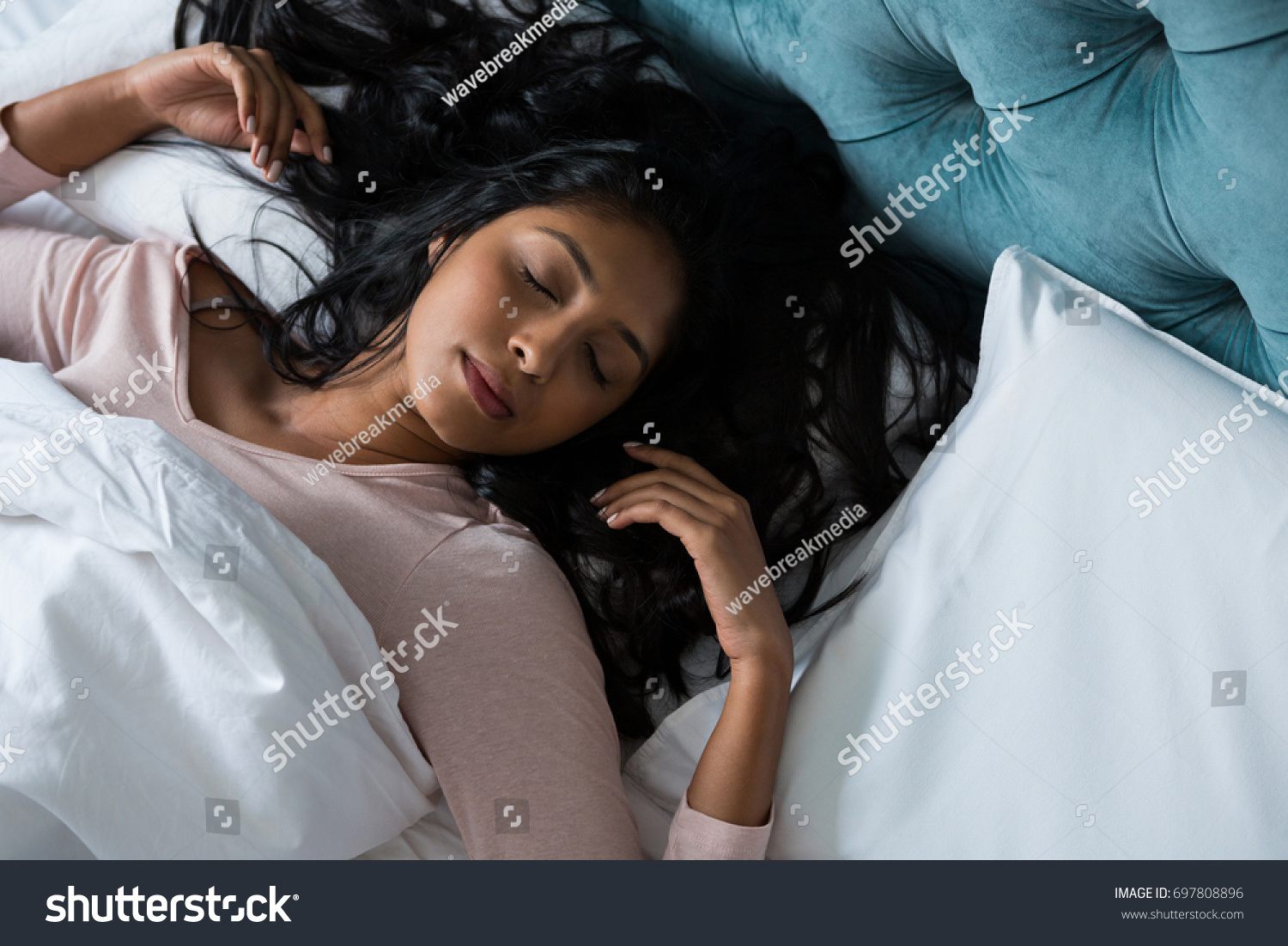 High Angle View Young Woman Sleeping