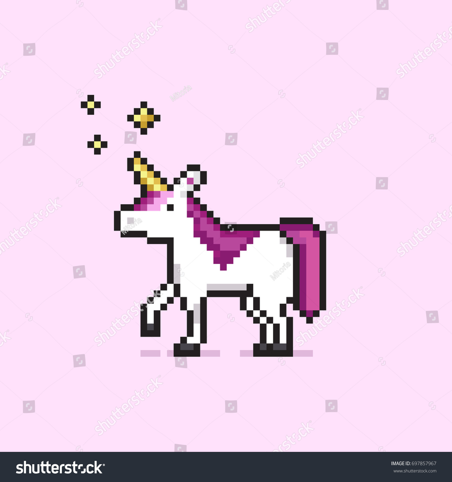 Пиксельный Единорог на розовом фоне