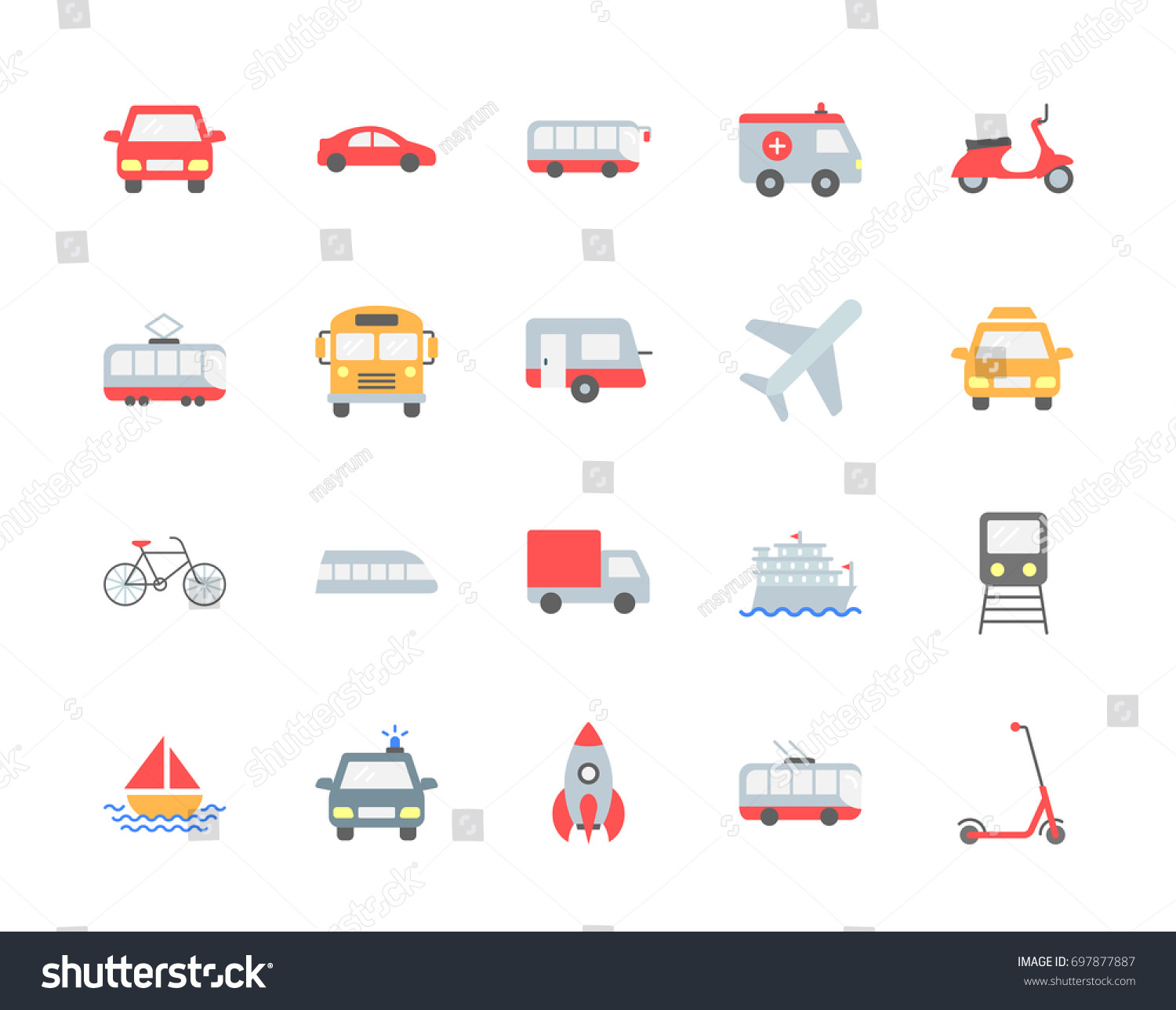 Transport Vector Icons Flat Style Stock Vector (Royalty Free) 697877887 ...