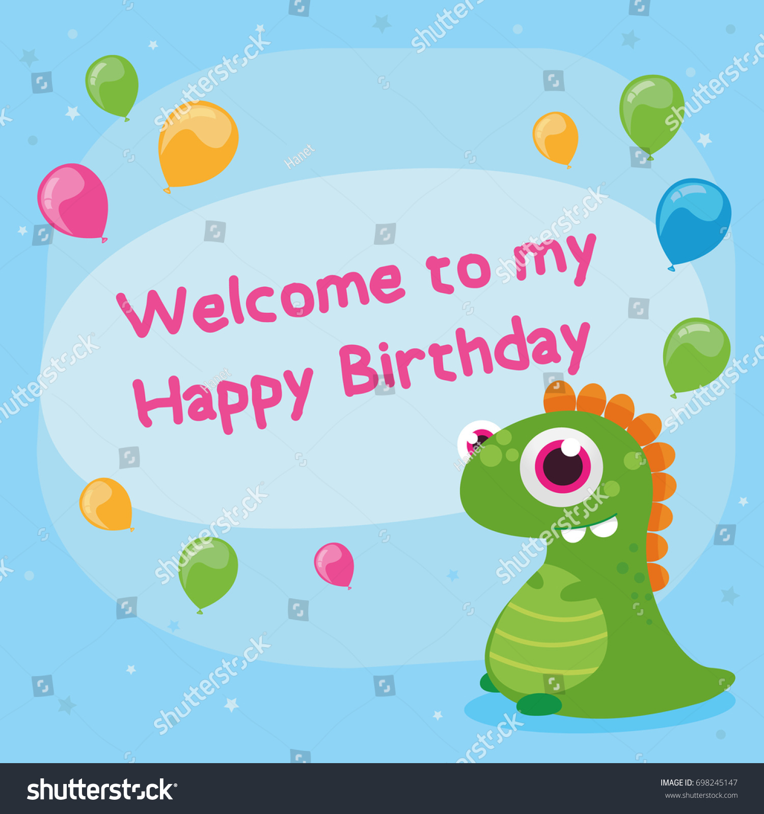 Cute Happy Birthday Card Monster Vector Stock Vector (royalty Free 