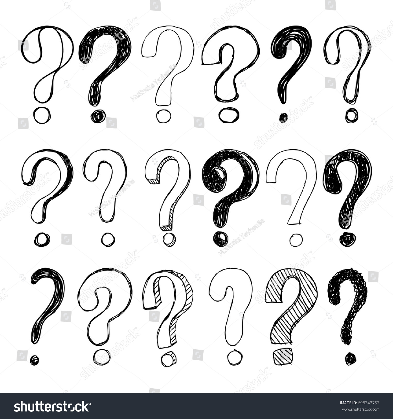 Set Hand Drawn Sketch Question Marks Stock Vector (Royalty Free ...