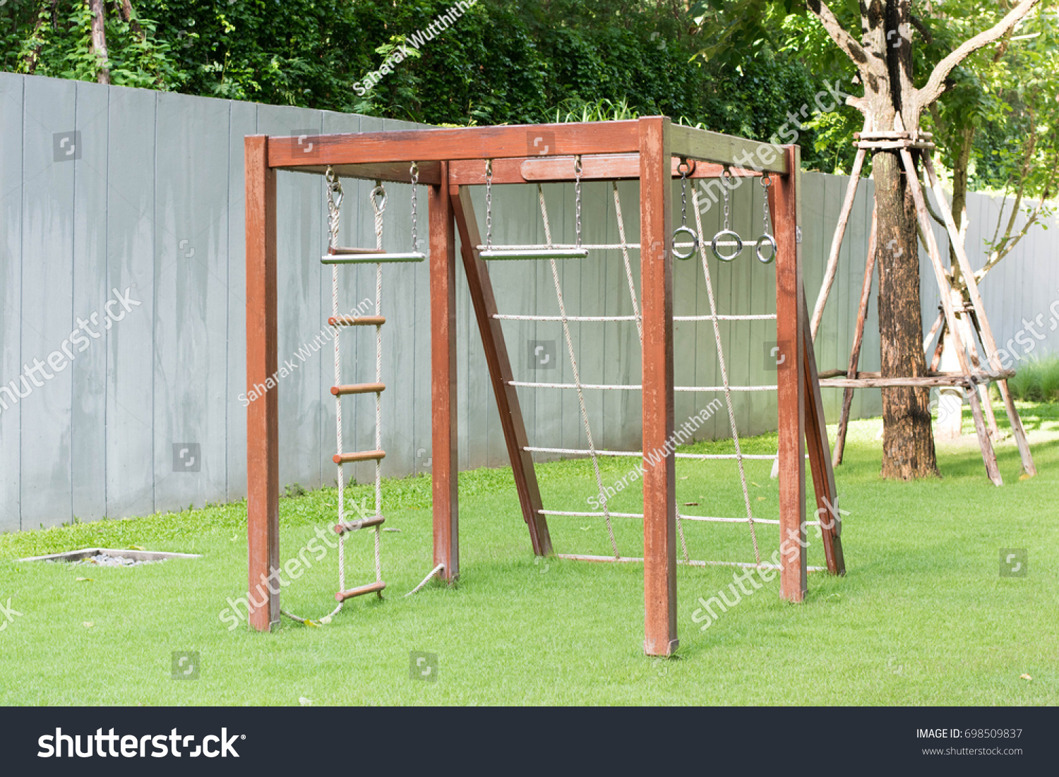 wood jungle gym outdoor