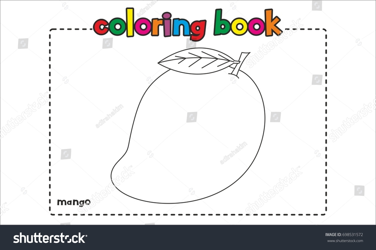 Vektor Stok Mango Coloring Book Coloring Page (Tanpa Royalti) 698531572
