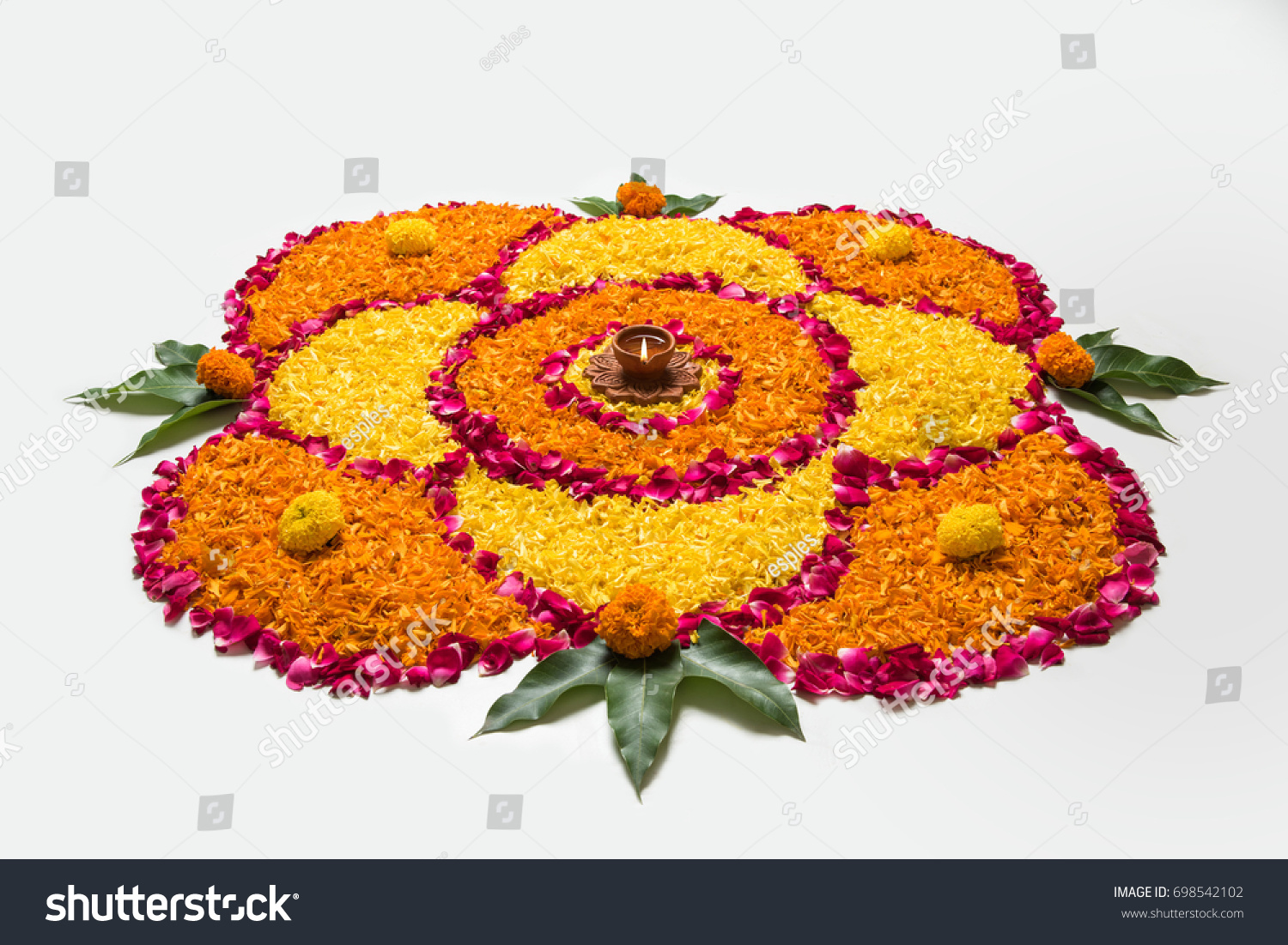 Flower Rangoli Diwali Pongal Made Using Stock Photo 698542102 ...