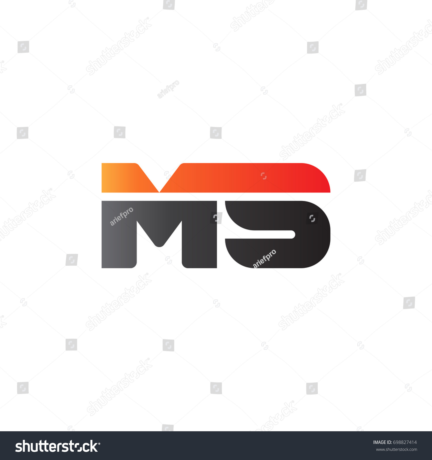 Initial Letter Ms Straight Linked Line Stock Vector (Royalty Free ...