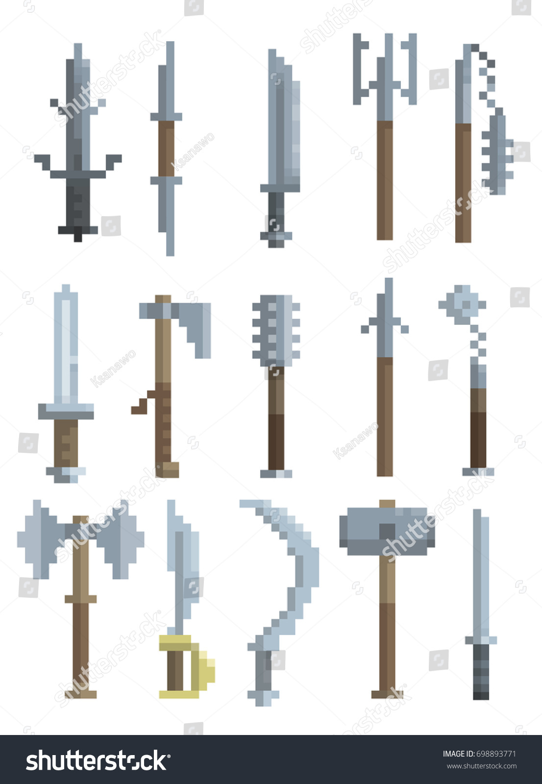 Vector Set Bladed Weapons Pixel Art Stock Vector (Royalty Free ...